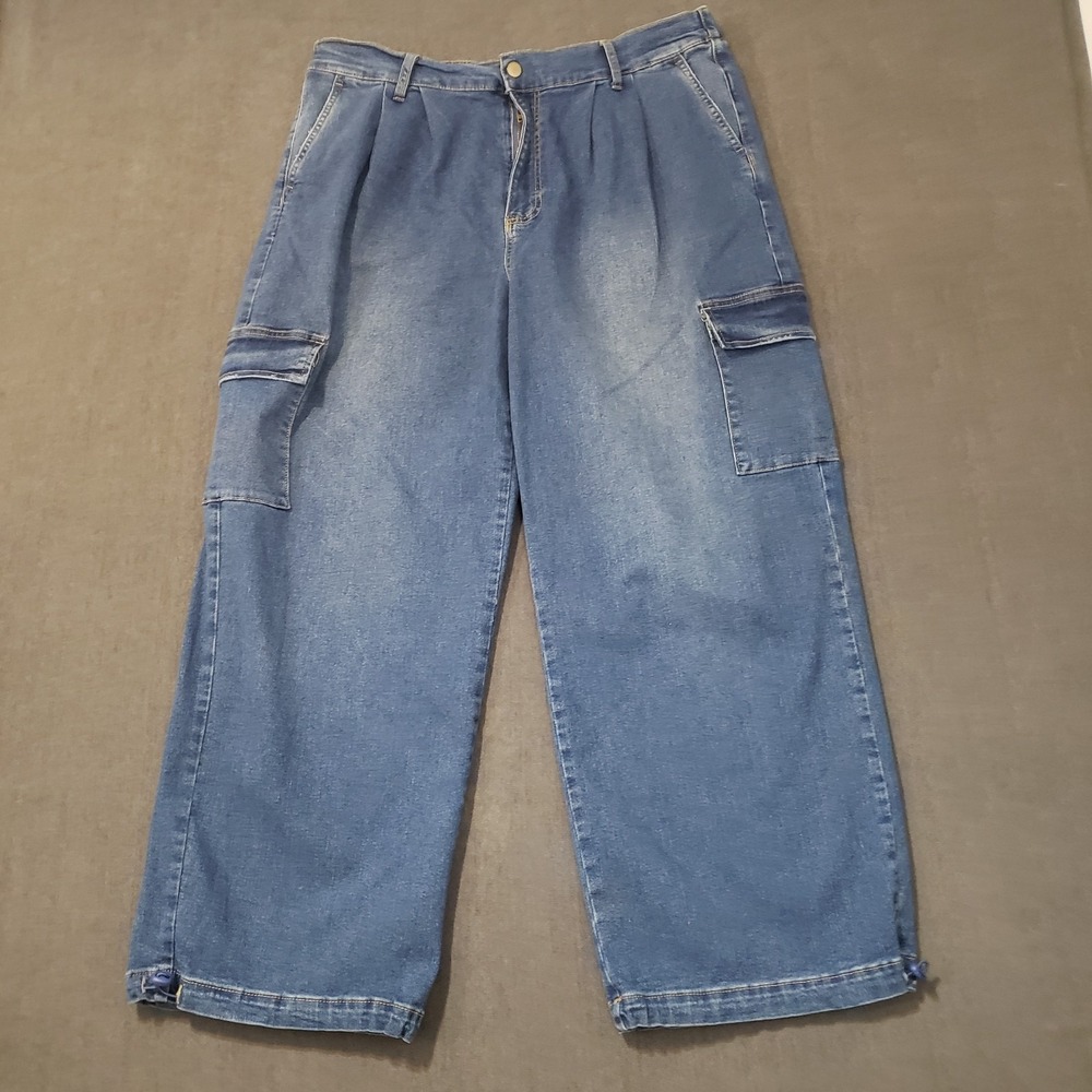 Re Generation Jeans Womens‎ Size XL Cargo Denim Parachute